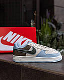 Чоловічі кросівки Nike Air Force White Blue стильні кросівки nike чоловіче взуття повсякденне взуття Найк, фото 2