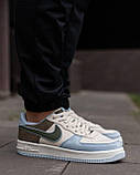 Чоловічі кросівки Nike Air Force White Blue стильні кросівки nike чоловіче взуття повсякденне взуття Найк, фото 4