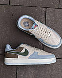 Чоловічі кросівки Nike Air Force White Blue стильні кросівки nike чоловіче взуття повсякденне взуття Найк, фото 7