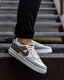 Чоловічі кросівки Nike Air Force White Blue стильні кросівки nike чоловіче взуття повсякденне взуття Найк, фото 6