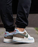 Чоловічі кросівки Nike Air Force White Blue стильні кросівки nike чоловіче взуття повсякденне взуття Найк, фото 5