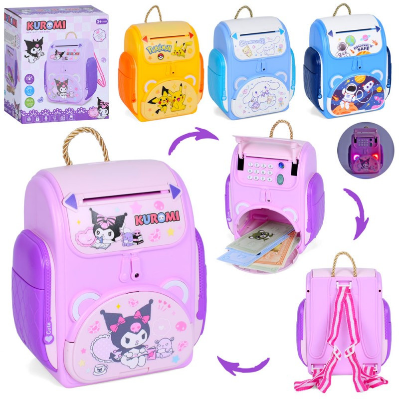 Скарбничка MK 5412, 20 см, сейф із кодом, музика-звук (англійською), затягує купюри, відбиток, рюкзак, світло, фото 1