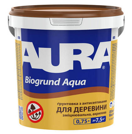 Aura Biogrund Aqua грунтовка для деревини антисептическая, на водной основе, 0,75л, фото 1
