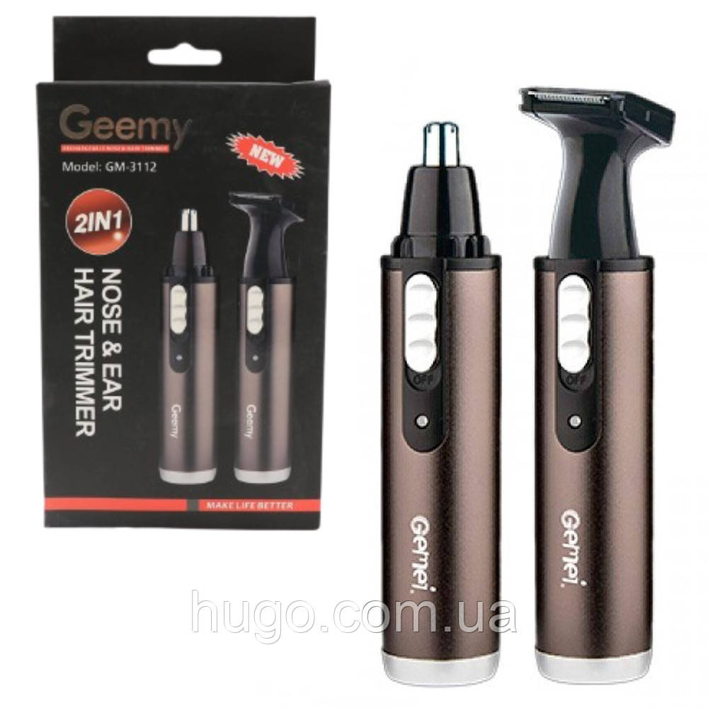Тример для гоління 2в1 Geemy GM-3112 / Акумуляторна триммер машинка для стрижки волосся в носі, фото 1