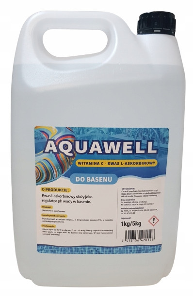 Кислота L-аскорбінова рідка Aquawell 5 вітамін C 5л для басейну, фото 1