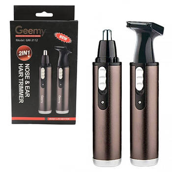 Тример для гоління 2в1 Geemy GM-3112 / Акумуляторна триммер машинка для стрижки волосся в носі