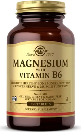 Магній В6 Solgar Magnesium with Vitamin B6 250 таблеток, фото 1