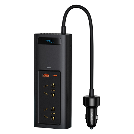 Автомобільний інвертор Baseus In-car 150W 220V EU Чорний (CRNBQ-A01), фото 1