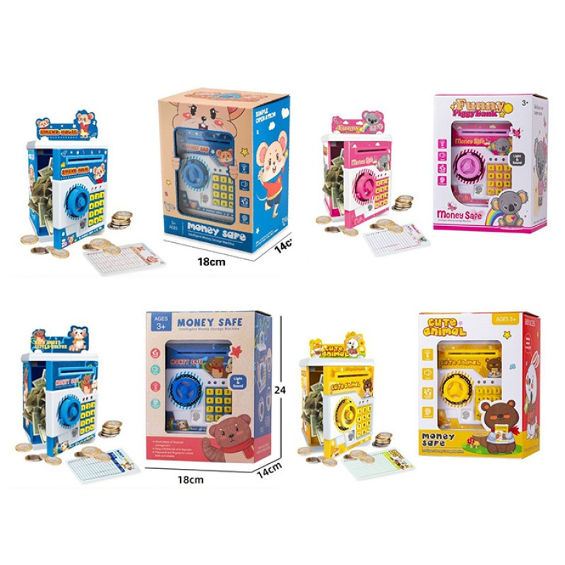 Скарбничка MK 5415, 17 см, сейф із кодом, музика-звук (англійський), затягує купюри, відбиток, рюкзак, світло, фото 1