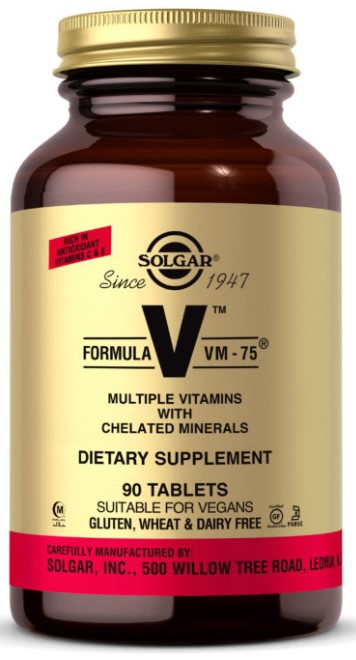 Вітаміни з хелатними мінералами Solgar Formula V VM 75 90 таблеток