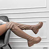 Жіночі Ботфорти панчохи на низькому ходу, жіночі бежеві ботфорти, 39 рр, фото 6