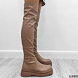 Жіночі Ботфорти панчохи на низькому ходу, жіночі бежеві ботфорти, 39 рр, фото 9