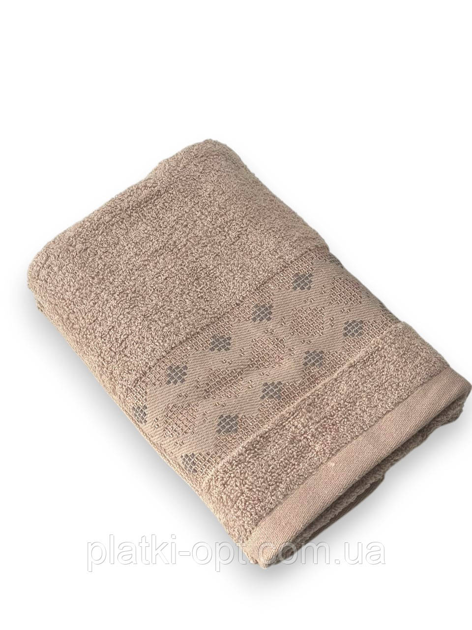 Рушник лицьовий махровий Орнамент (сіро-бежевий) 100х50 см.