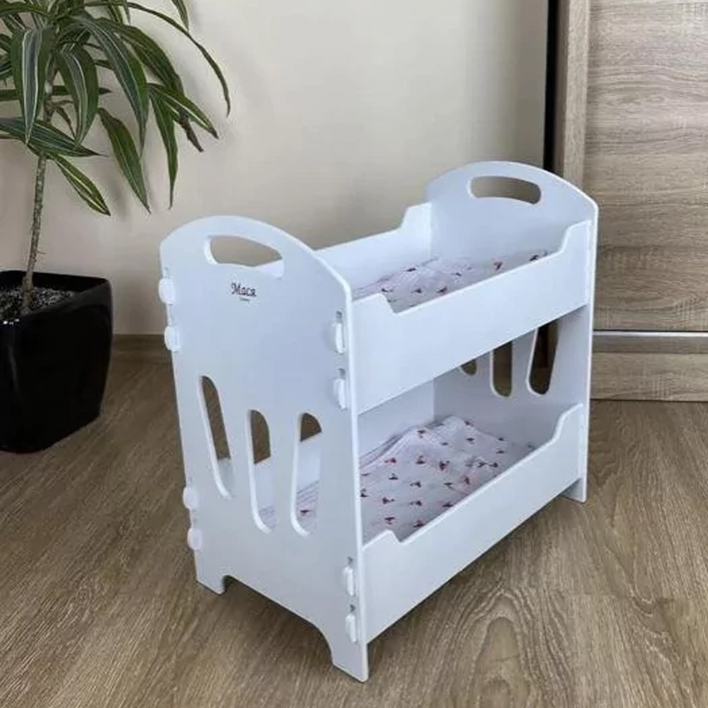 Ліжечко для ляльок "МАСЯ" (двоярусне, в коробці) 8002 Біле