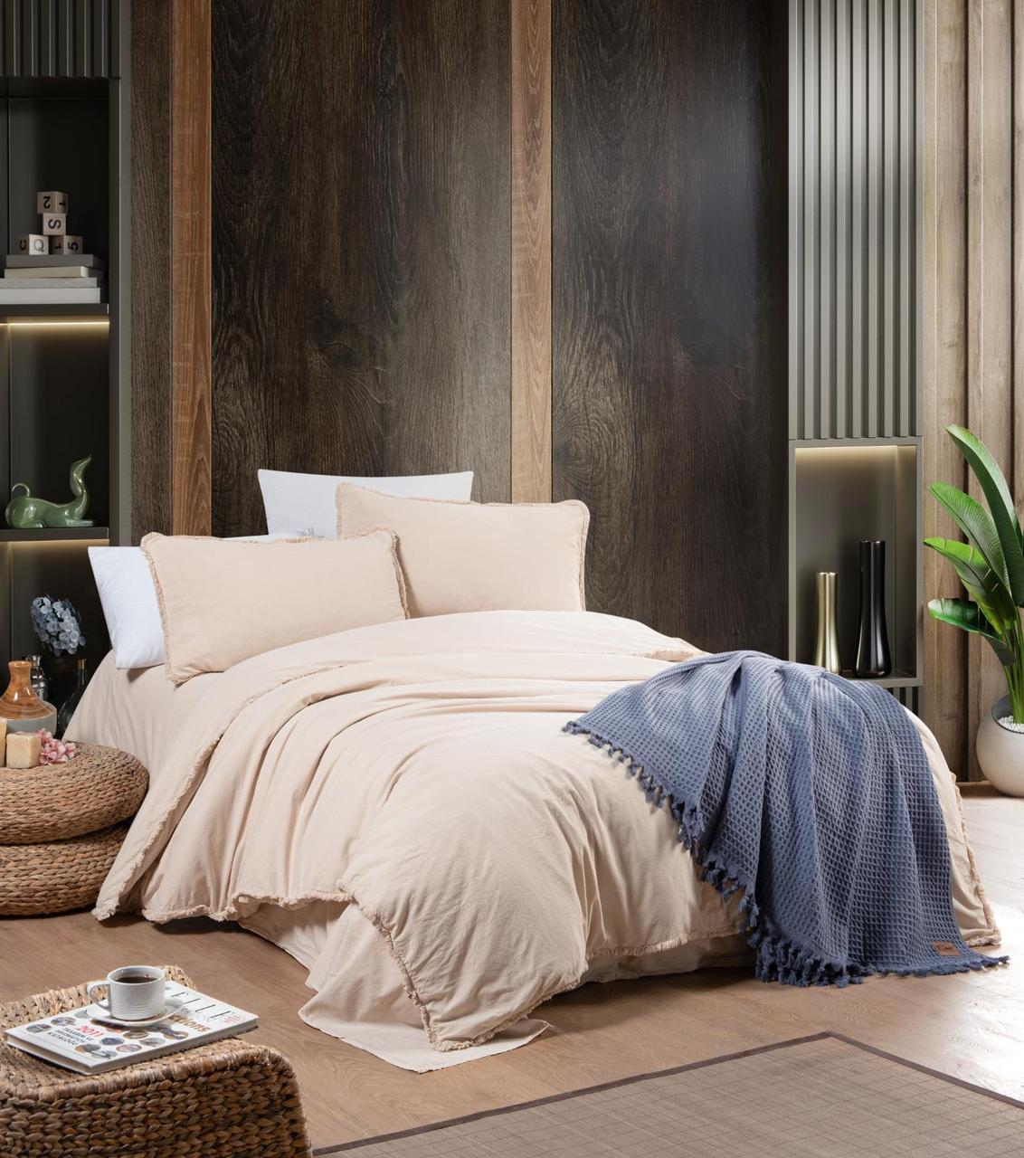 Постільна білизна Sikel Stonewashed Ranforse Soho Firfirli 200 х 220 см Bej, фото 1