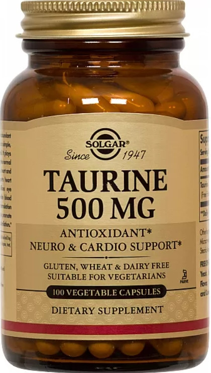 Таурин 500 Солгар Solgar Taurine 500 мг 100 капсул, фото 1