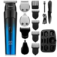 Тример для окантовки та стрижки бороди Hatteker Gradient Blue Kit 5 in 1 (HT-622)