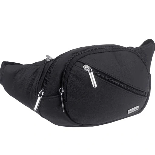 Кохманський бічний сумка Kn07 чорний чоловічий шкіряний пояс особиста сумка на плече чорний великий, фото 1