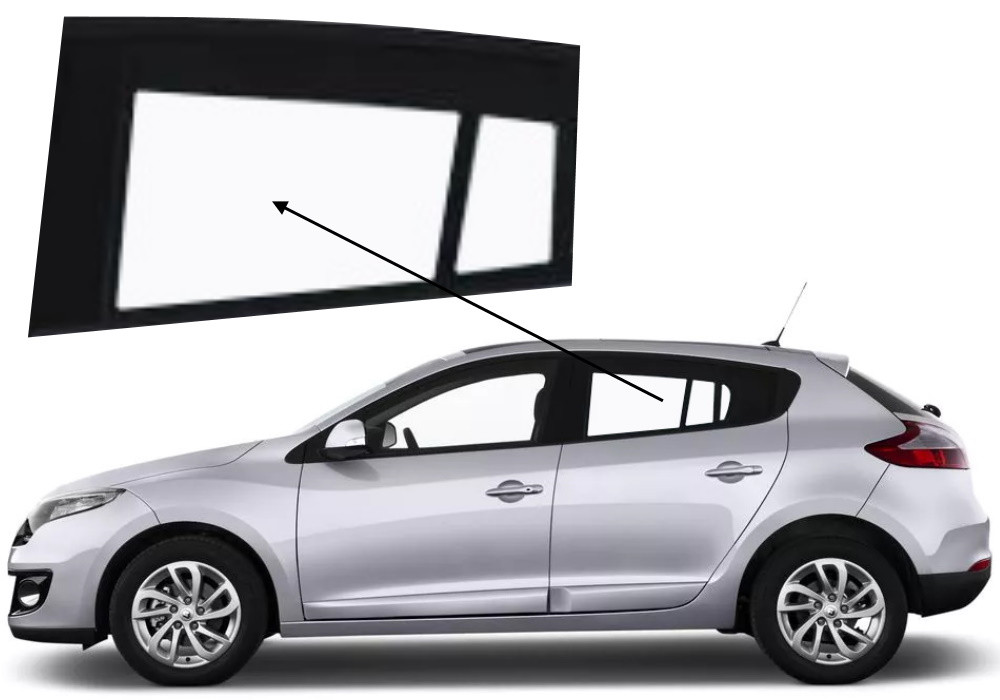 Бічне скло Renault Megane 2008-2015 задніх дверей ліве, фото 1