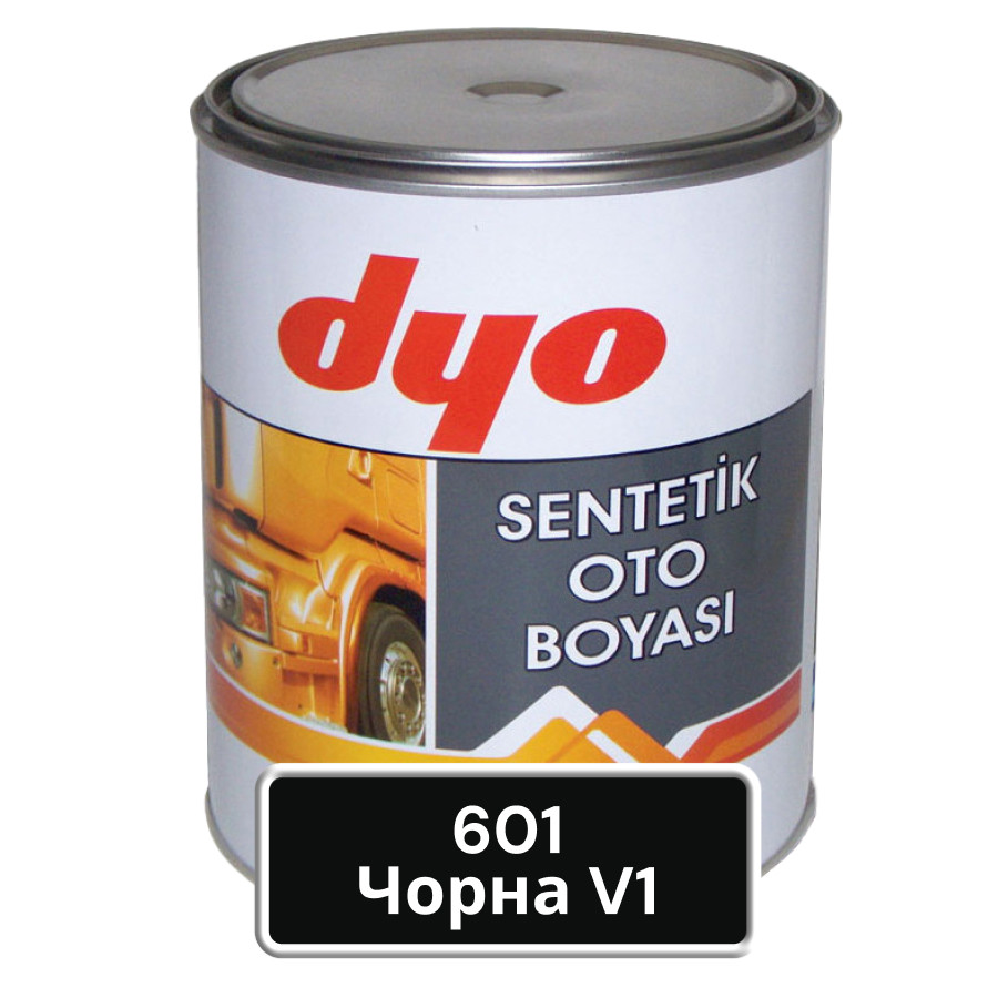 601 Чорна V1 алкідна автофарба Dyo 1 л (без затверджувача), фото 1