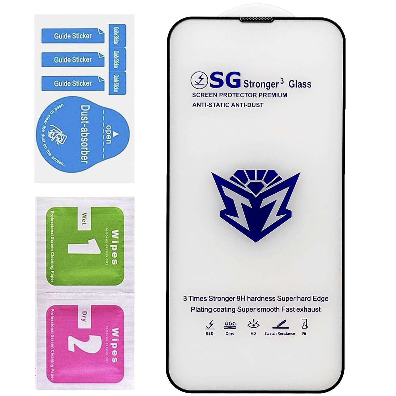 Захисне скло GS Stronger 3D з сіточкою для Apple iPhone 13 Pro (тех.пак.) Black, фото 1