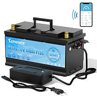 Комплект 3в1 Аккумулятор LiFePo4, 12V 100А батарея Kepworth 2 USB порта 2.1 + зарядное устройство, фосфат литий железо + Smart