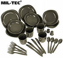 Mil-tec туристичний набір посуду для 4 осіб 26 предметів стіл для кемпінгу оливковий
