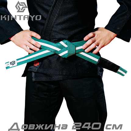 Пояс для кімоно джиу-джитсу Bjj Belt Kintayo Green White зелено-білий довжина 240 см зріст 160 см, фото 1