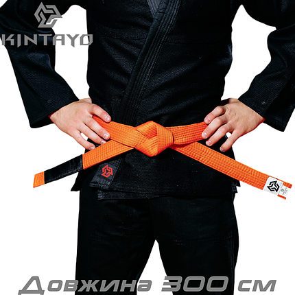 Пояс для кімоно джиу-джитсу Bjj Belt Kintayo Orange помаранчевий довжина 300 см зріст 190 см, фото 1
