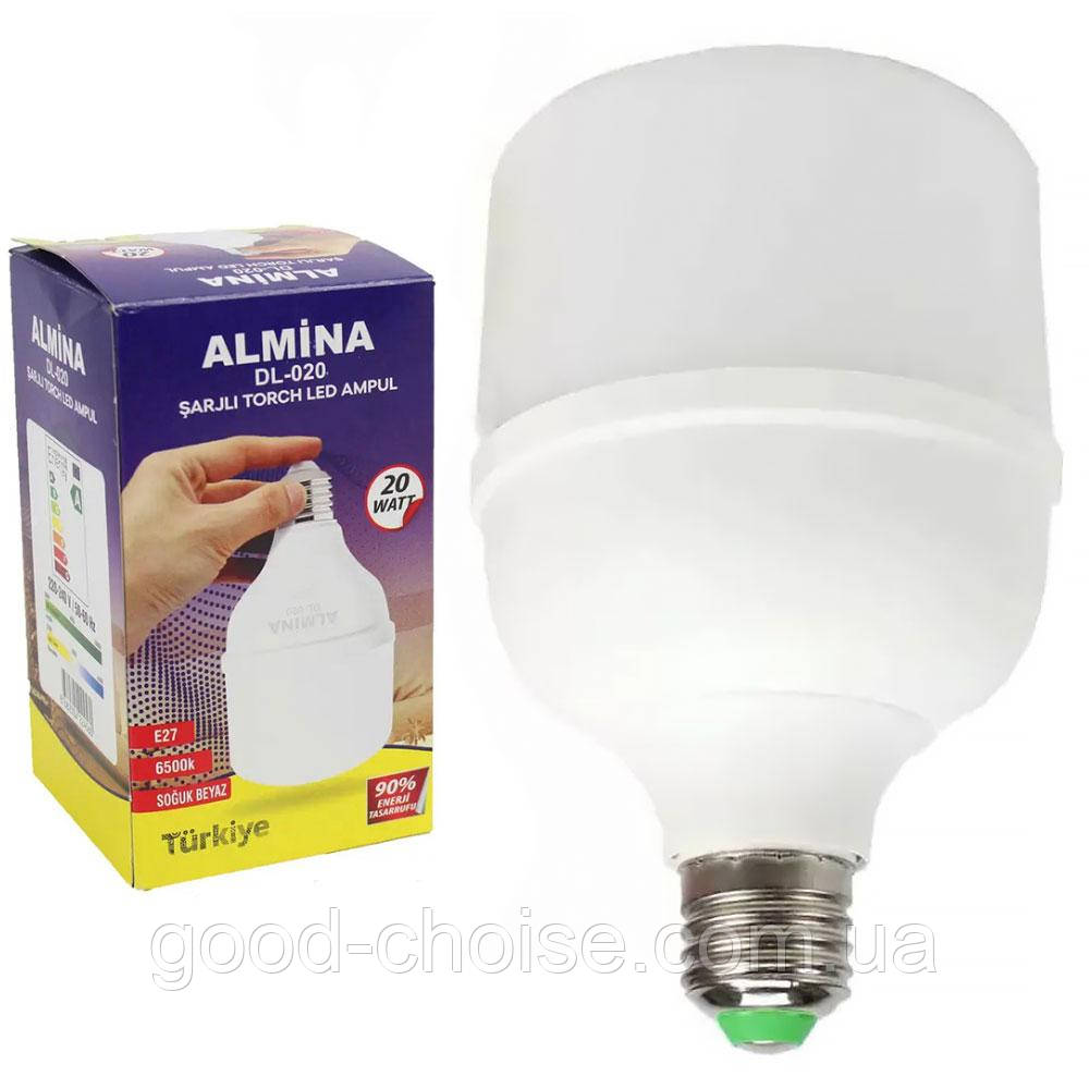 Аварійна лампочка 20 Вт Almina DL-020 в патрон Е27 / Акумуляторна лампочка / Світлодіодна лампа