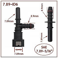 Соединитель быстросъемный для топливных шлангов ТРОЙНИК / фитинг / Штуцер  ПАПА-МАМА 7.89ID6  PA12CF15