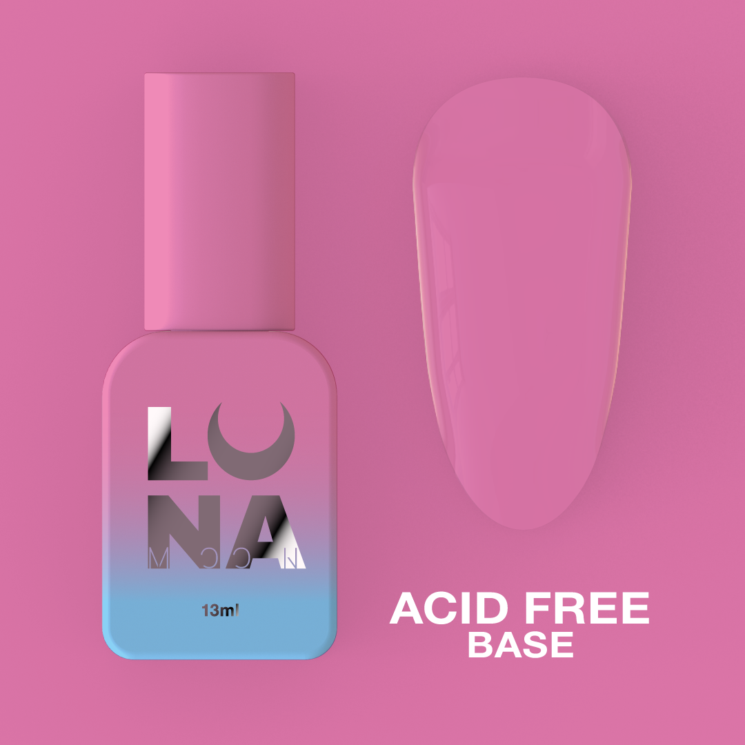 Безкислотна база LUNAMoon Acid Free Base для нігтів (прозора), 13 мл.