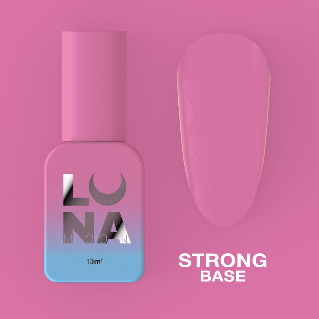 Зміцнююча база LUNAMoon Strong Base для нігтів (прозора, тверда), 13 мл.