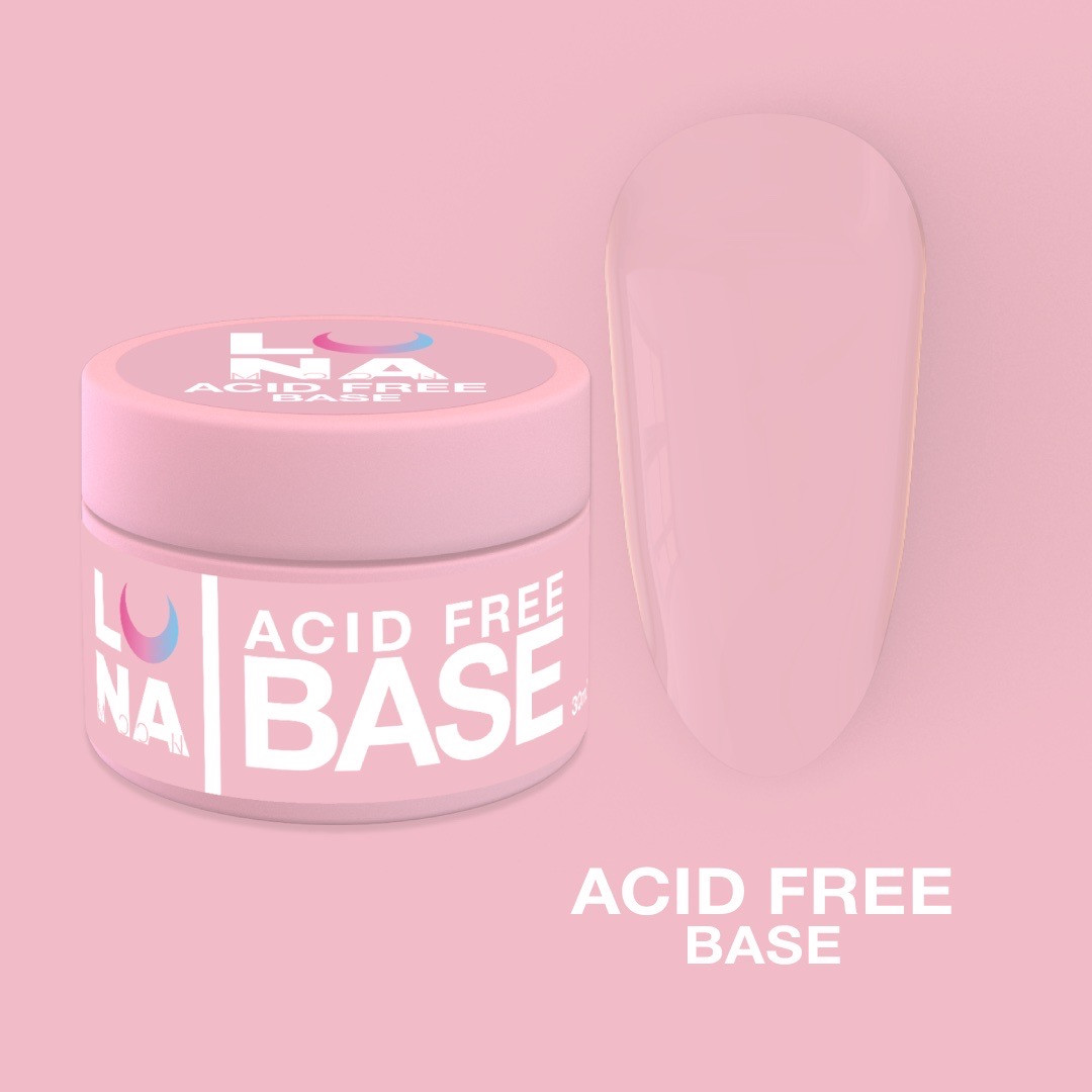 Безкислотна база LUNAMoon Acid Free Base для нігтів (прозора), 30 мл.