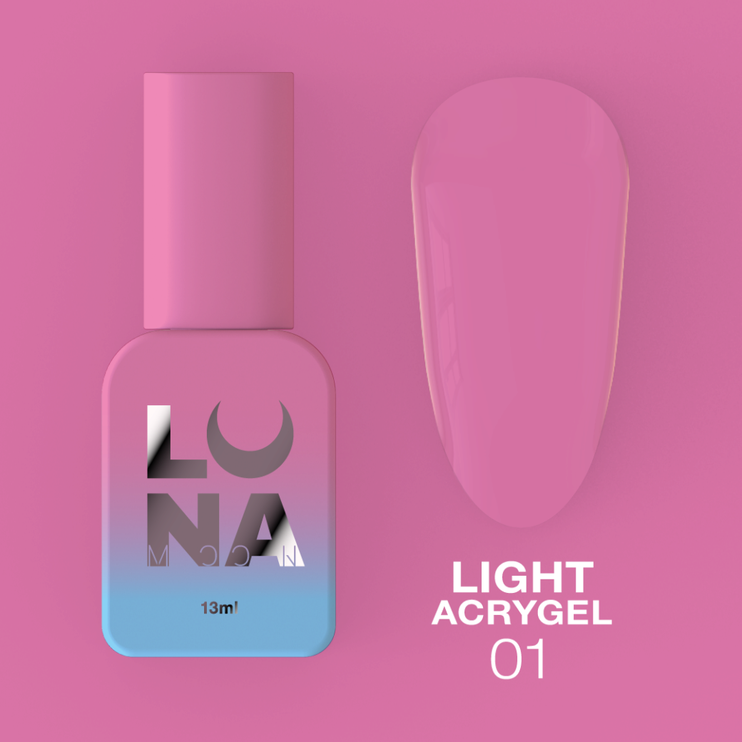 Рідкий гель LUNAMoon Light Acrygel №1 (прозорий акрилгель) для зміцнення, вирівнювання нігтів, 13 мл.