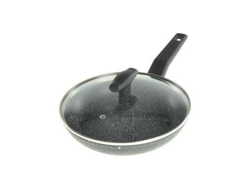 Сковорідка з кришкою Tiross TS1251P (24см , антипригарне мармурове покриття, алюмінієва, кришка зі скла)
