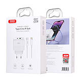Мережевий Зарядний Пристрій XO L137 1USB-C/1USB PD/QC 20W+Type-C to Lightning Колір Білий, фото 4