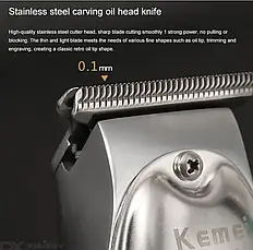 Тример для стрижки та окантовки Kemei Metal Silver Anniversary Edition (KM-1949-SIL), фото 4