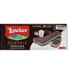 Шоколадні вафлі з вершковою начинкою Loacker Classic Cocoa & Milk 225g
