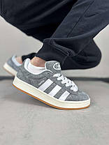 Чоловічі кросівки Adidas Campus 00s Grey White Gum Адідас Кампус сірі замша демісезон, фото 4