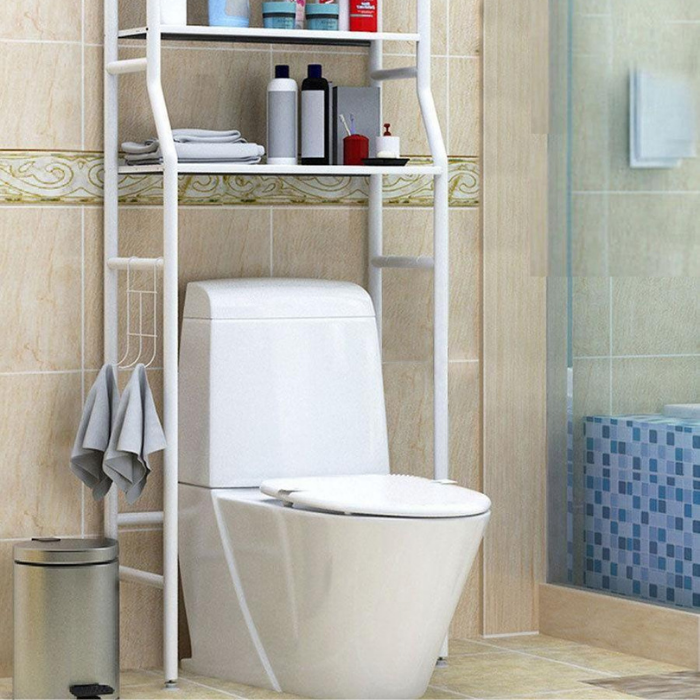 Підлогова стійка-органайзер металева над унітазом 3 полиці біла Toilet rack -TM-010.