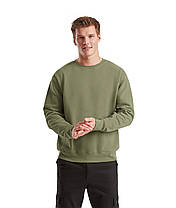 Оливковий чоловічий светр вільний Premium set-in sweat Fruit of the loom, фото 4