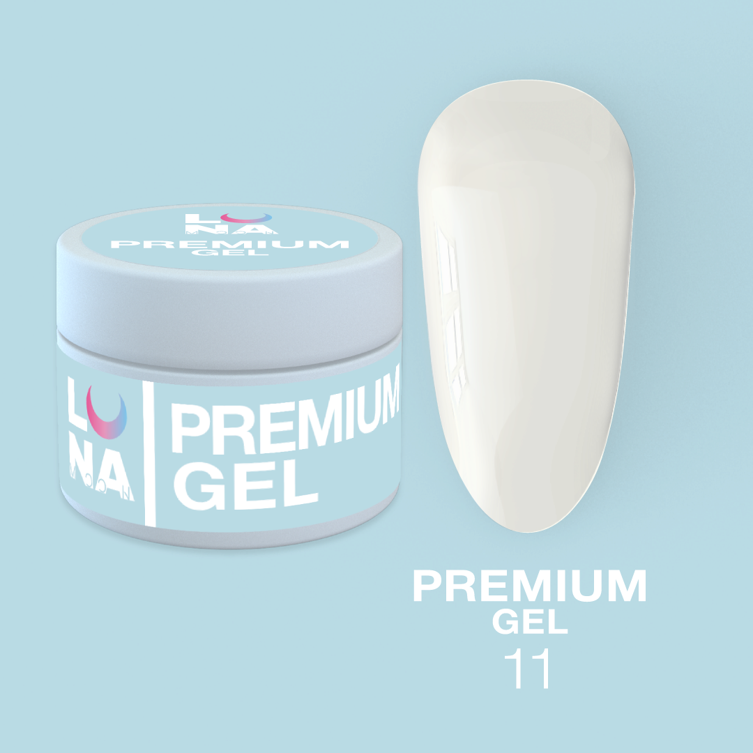 Гель LUNAMoon Premium Gel №11 (білий) для зміцнення, вирівнювання та нарощування нігтів, 15 мл.