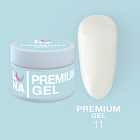 Гель LUNAMoon Premium Gel №11 (білий) для зміцнення, вирівнювання та нарощування нігтів, 30 мл.