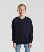Глибокий Темно-Синій светр дитячий теплий Premium set-in sweat kids Fruit of the loom, фото 4