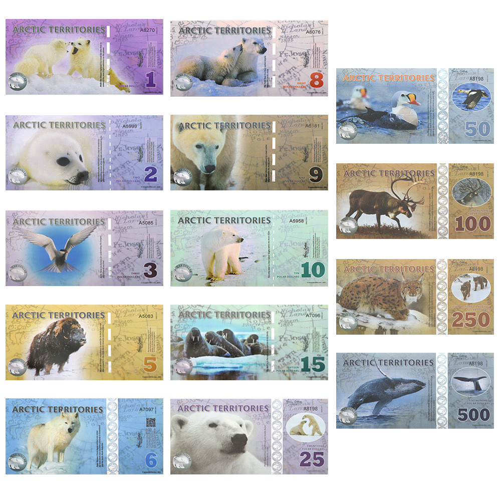 Сувенірна колекційна платівча банкнота "Арктичні території" (на вибір), фото 1