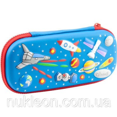 Популярний! Пенал Cool For School з тисненням 1 відділення Блакитний (QT-5698-Blue) - Краща якість тільки на Nukleon.com.ua