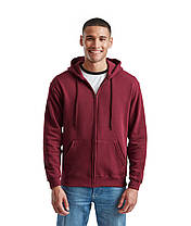 Бордова чоловіча кофта на замку Cl. hooded sweat jacket Fruit of the loom, фото 4
