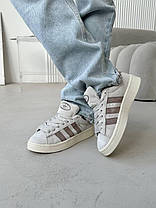 Жіночі кросівки Adidas Campus Chalk White Brown Кеди Адідас Кампус замша повсякденні демісезон демісезон, фото 6