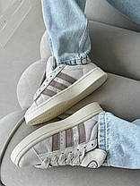 Жіночі кросівки Adidas Campus Chalk White Brown Кеди Адідас Кампус замша повсякденні демісезон демісезон, фото 4